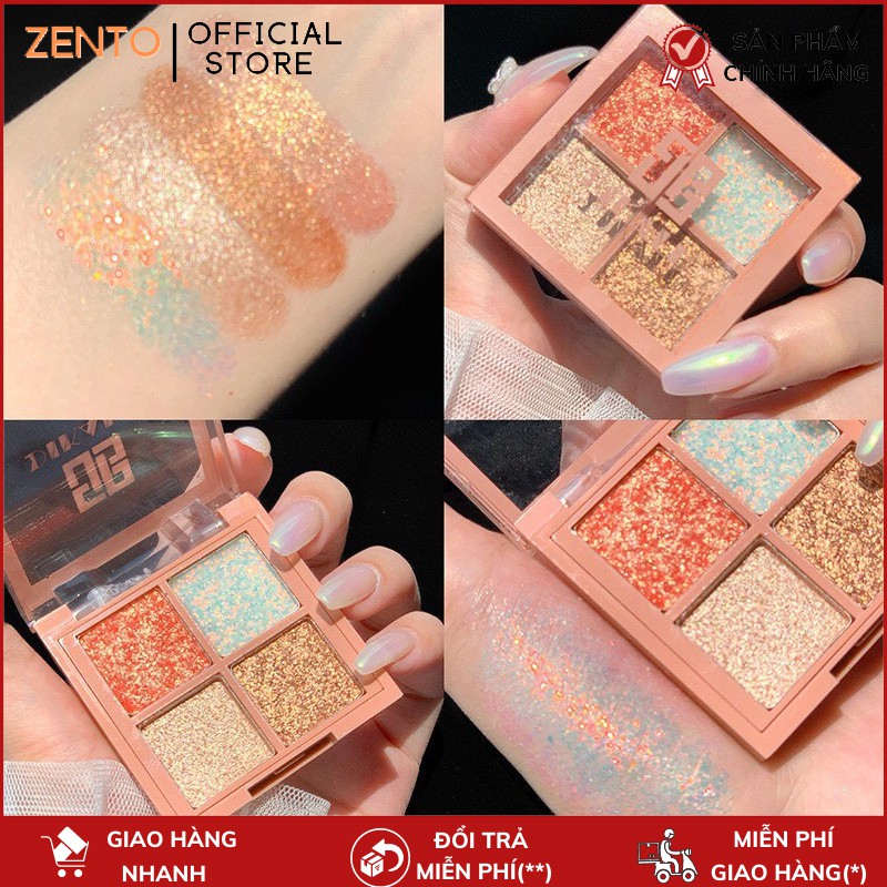 Phấn mắt 4 ô Dikalu Pumpkin Wine Red hottrend với bảng màu lì và nhũ siêu xinh Zentop