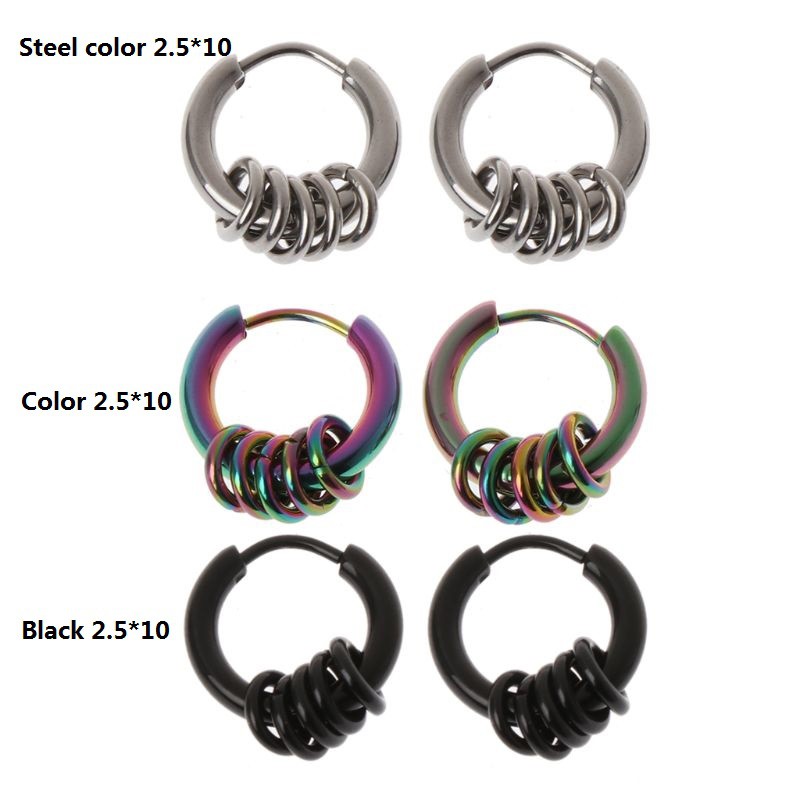 Cặp khuyên tai thép titan tròn phong cách punk cá tính trẻ trung