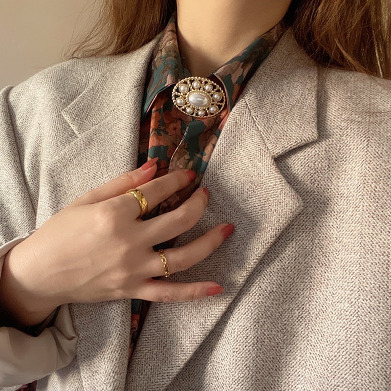 Trâm Cài Áo Đính Ngọc Trai Hình Oval Phong Cách Cổ Điển Cho Quý Ông