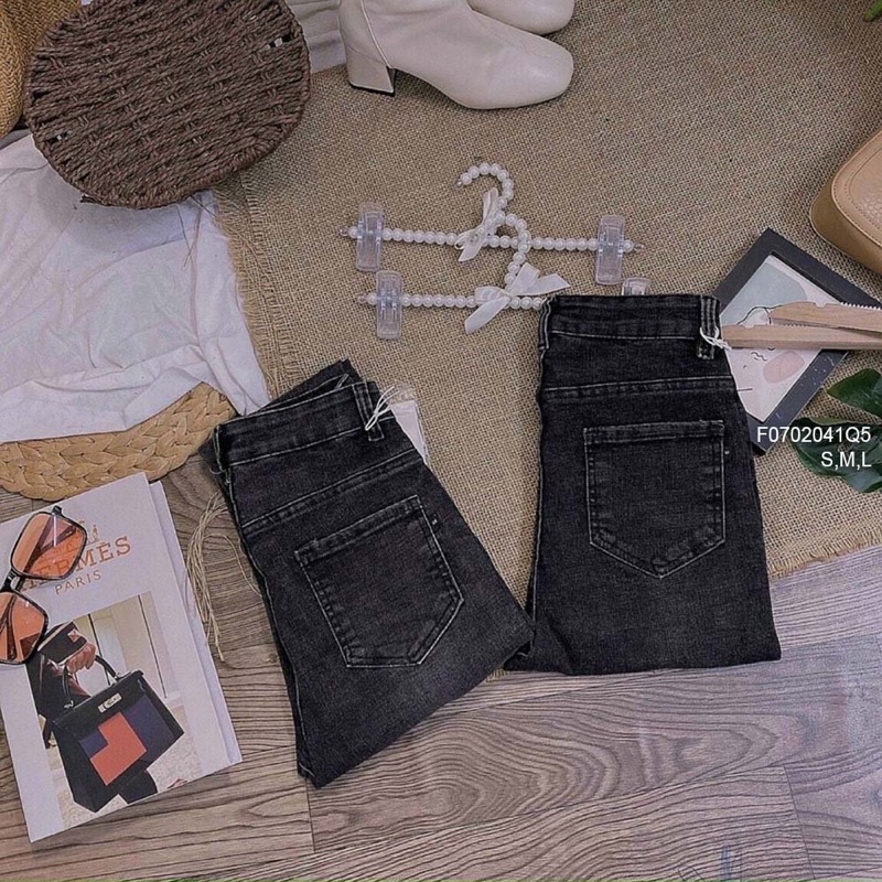 Quần jeans dài xám đen