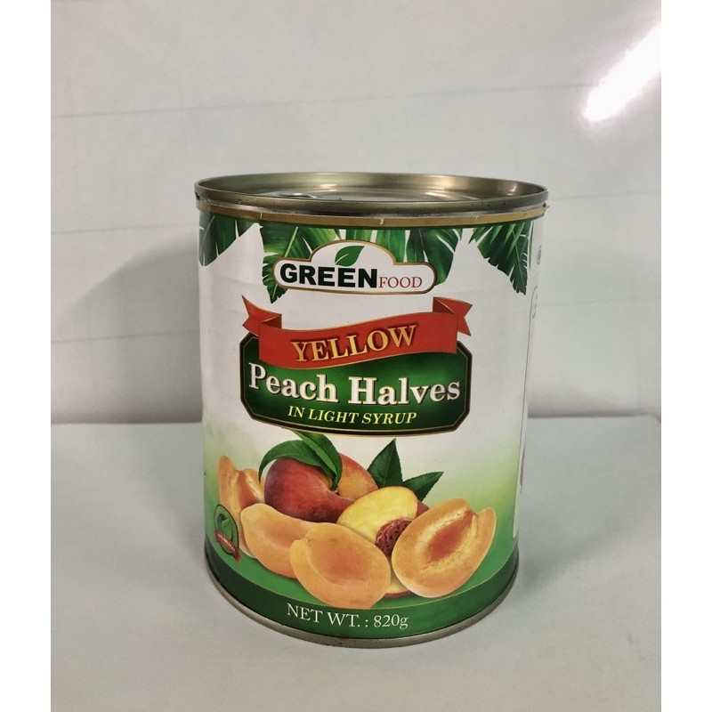 Đào ngâm giòn Green Food - Hộp 820gr