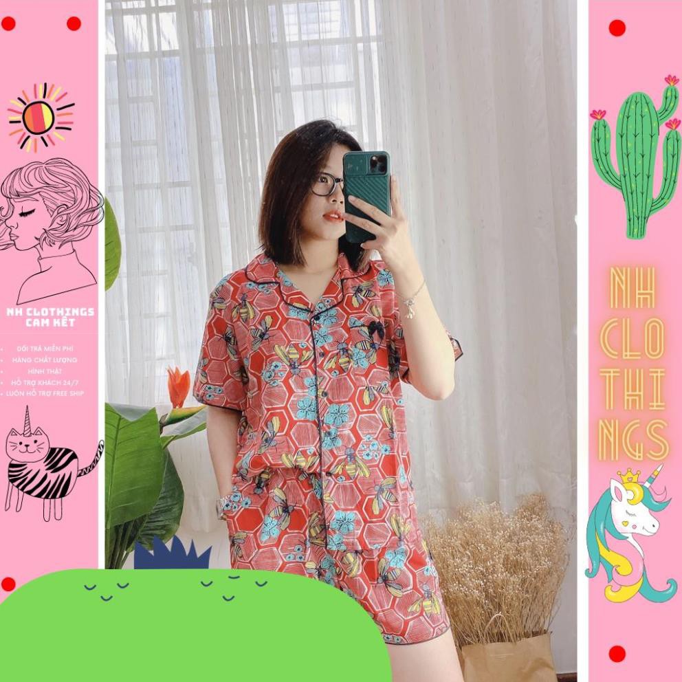 Bộ đồ ngủ, đồ bộ pijama lụa nữ mặc nhà bigSize áo tay ngắn quần ngắn chất liệu lụa hàn Bigsize NH CLOTHINGS