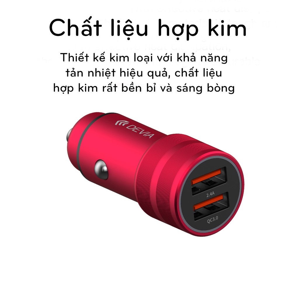 [Mã SKAMSALE03 giảm 10% đơn 200k] Sạc trên xe hơi Devia Traveller hỗ trợ sạc nhanh Q.C 3.0