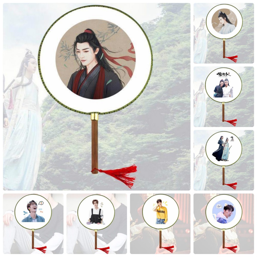 Quạt tròn cầm tay cán gỗ Trần Tình Lệnh Tiêu Chiến Vương Nhất Bác phong cách cổ trang cosplay Ma đạo tổ sư