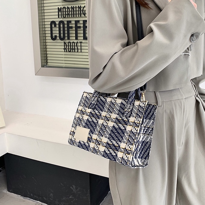 Túi tote kẻ sọc Túi đeo chéo thời trang Túi vuông nhỏ