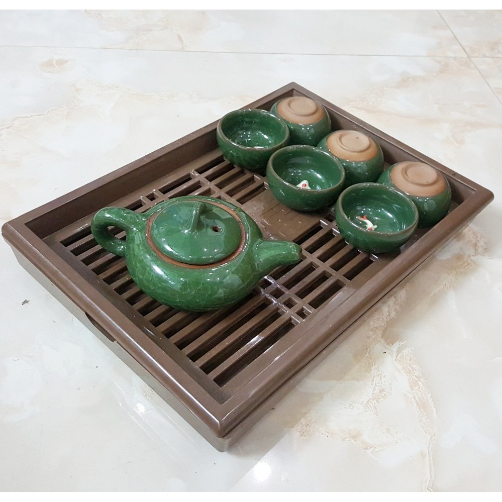 [Rẻ Vô Địch] Khay trà giả gỗ kiểu dáng cổ điển nhựa Việt Nhật