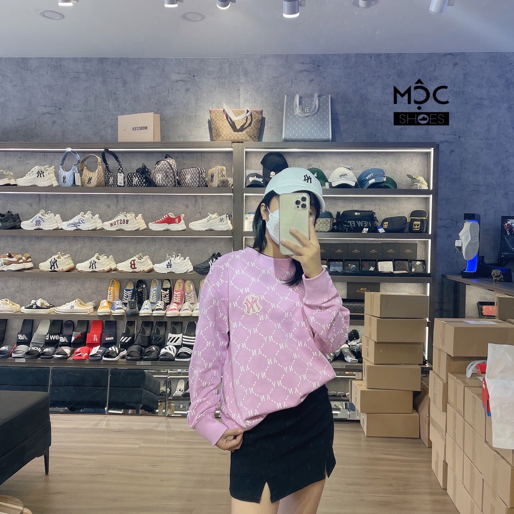 [CHÍNH HÃNG] ÁO Sweater MLB Monogram Diamond All Over Fit SweatShirt --- Màu HỒNG PINK --- *Authentic*