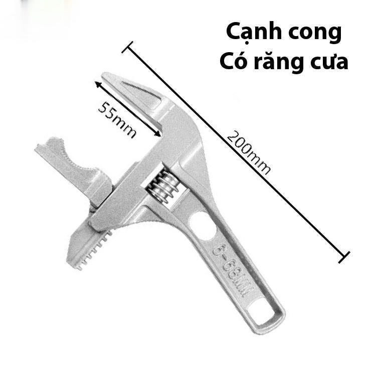 Mỏ lết nhà tắm đa năng đổi đầu cạnh cong vặn ống nước, bồn nước nhà vệ sinh từ 6-68mm, hợp kim nhôm siêu nhẹ siêu cứng