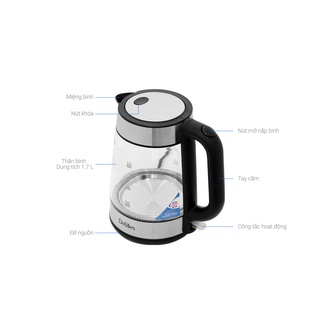 Bình đun siêu tốc Delites 1.7 lít FD-625 (MỚI 100%, BẢO HÀNH 12 THÁNG CHÍNH HÃNG)