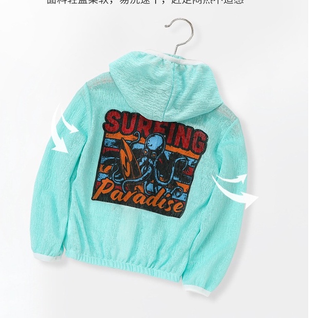 Áo khoác thể thao chống nắng thoáng khí có mũ trùm đầu thời trang mùa hè dành cho bé trai và bé gái