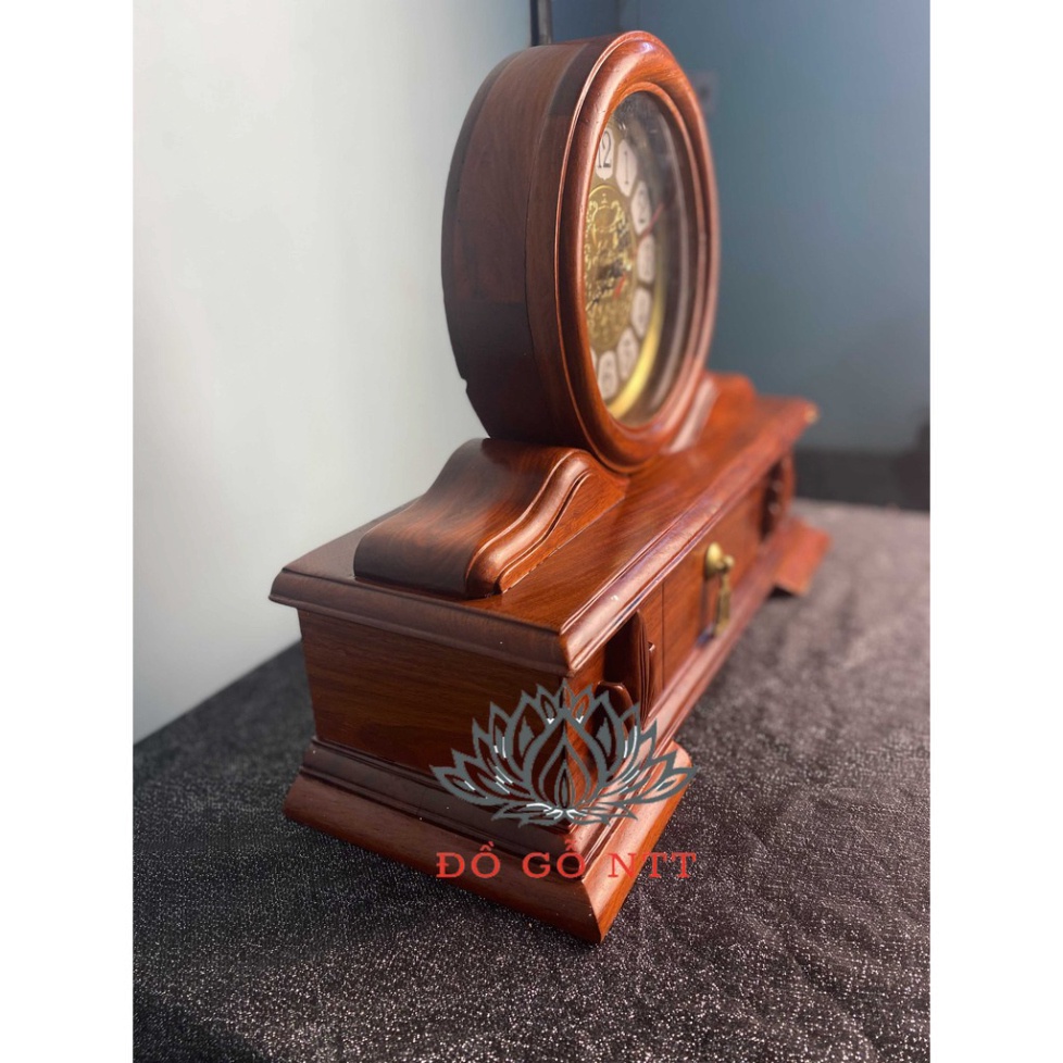 đồng hồ ngăn kéo để bàn gỗ hương - Hàng Được bảo hành