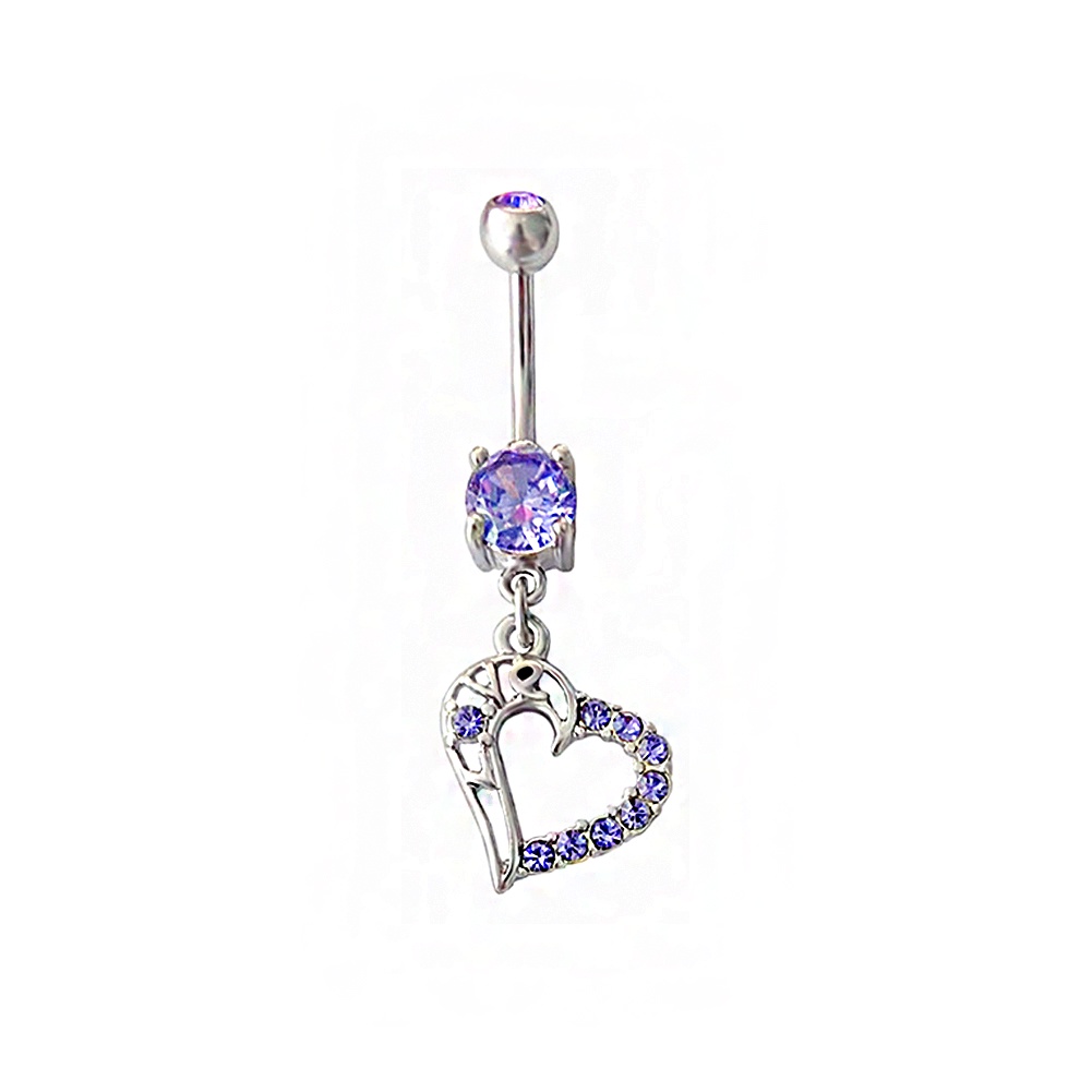 Khuyên Rốn Thép Không Rỉ Đính Đá Zircon Màu Tím Gợi Cảm Hàng Mới Dành Cho Bạn Nữ