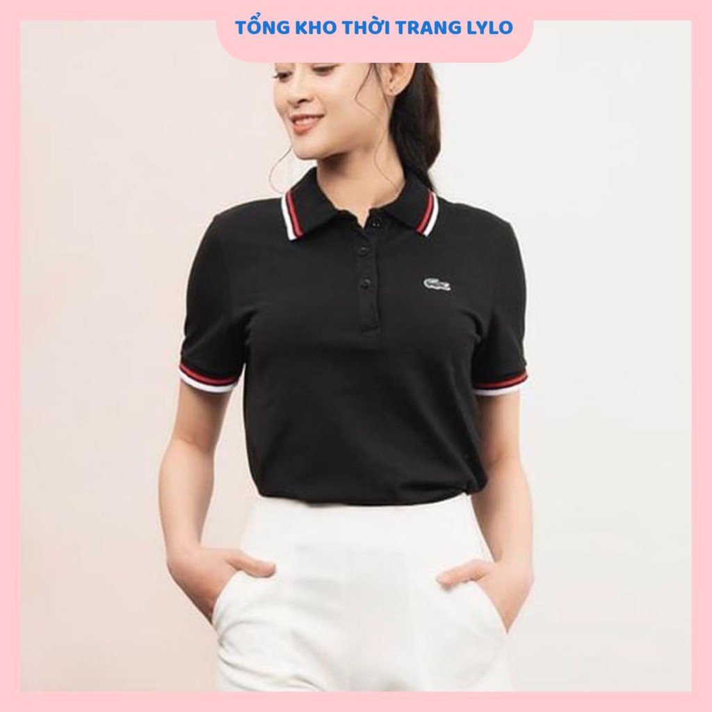 Áo Polo Nữ chất cotton thoáng mát trơn basic, Áo Phông có cổ bẻ thêu cá sấu unisex