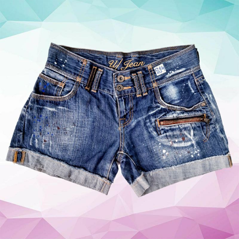Quần shorts jean 2 nút trước chất đẹp, sơn xước đầy cá tính (S14)