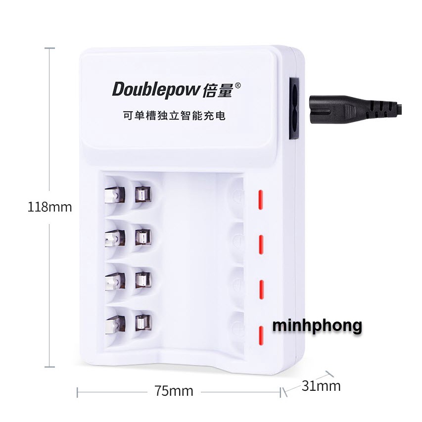 Bộ sạc pin đa năng Doublepow cho pin AA, AAA, có tự ngắt khi pin đầy