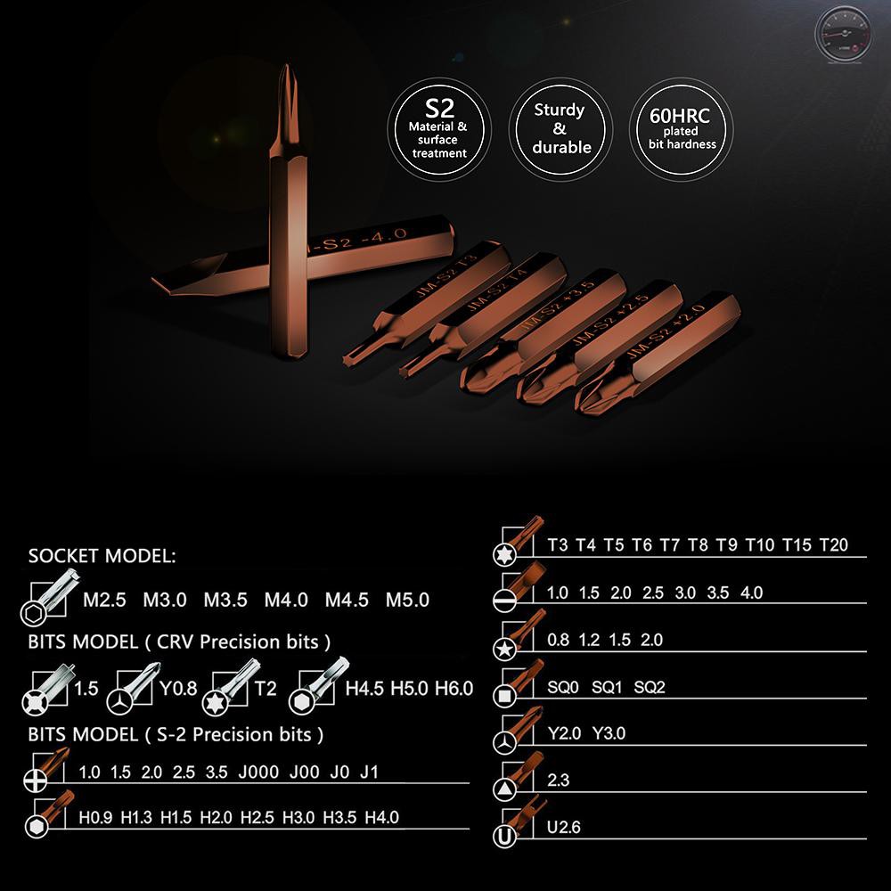 B&O JAKEMY 61 in 1 Screwdriver Set S-2 Bits Precision Magnetic Screw-driver Bit Screw Driver Multi-functional DIY Repair Tool Kit Electronic Maintenance for iPhone Mobile Phone Tablets Watch PC Laptop Digital Camera JM-8166