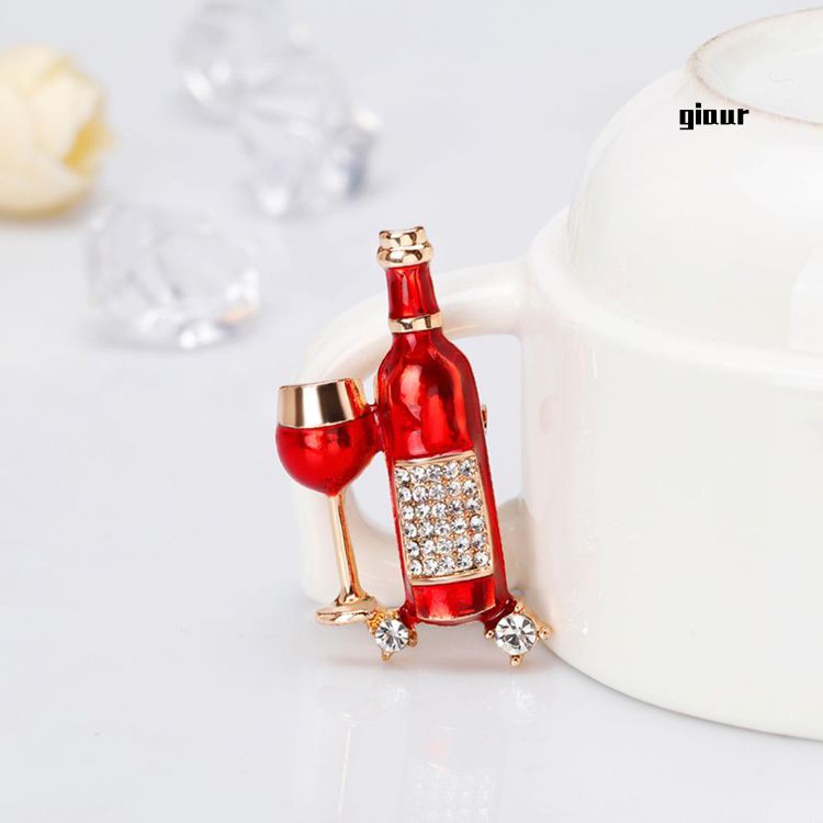 Ghim Cài Áo Hình Chai Rượu Đính Đá Nhân Tạo Thời Trang Cho Nữ