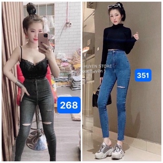 Quần jeans ôm body lưng siêu cao rách ngang đùi mã 351,352,353, 268 - JZ0T