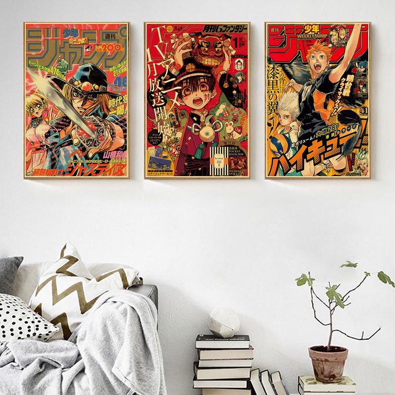Poster Giấy Kraft Treo Tường Trang Trí In Hình Anime Attack on Titan Phong Cách Vintage