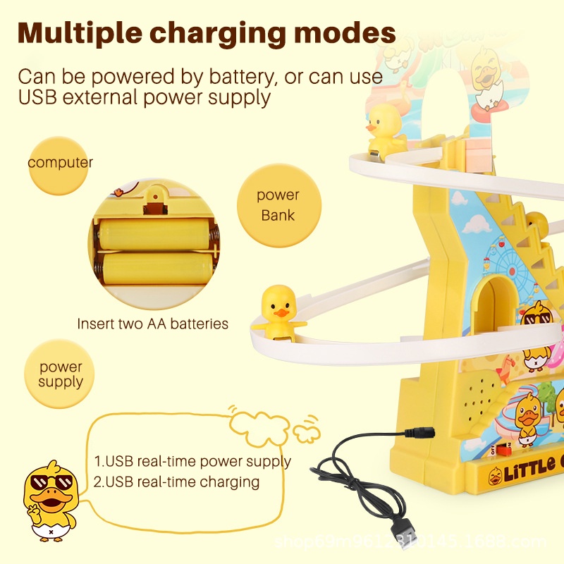 Bộ đồ chơi đường trượt vịt leo cầu thang ZHAN QI TOYS có nhạc và đèn độc đáo cho trẻ em