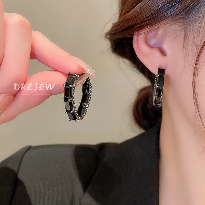 DREJEW Khuyên Tai Cao Cấp Hình Giọt Nước Đính Đá Zircon Phong Cách Âu Mỹ Hàng Mới