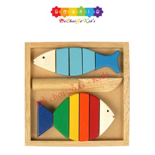 Đồ chơi gỗ winwintoys - bộ cắt 2 cá 63032