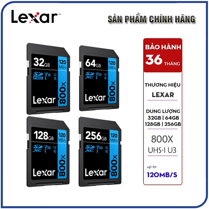 Thẻ nhớ SD LEXAR 32GB | 64GB | 128GB | 256GB Chính Hãng 120mb/s Chuyên Máy ảnh