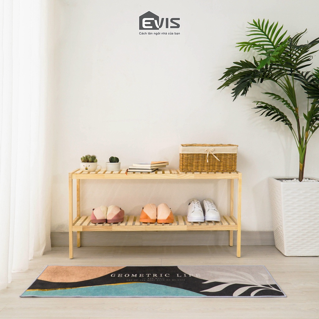 Kệ Để Dép Đa Năng Evis Home Màu Gỗ Tự Nhiên - 2 Tầng Lắp Ráp Dễ Dàng - Có 3 Kích Thước Để Lựa Chọn