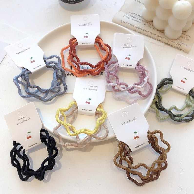 Dây buộc tóc SOLANO dây chun buộc tóc nhiều màu phong cách Hàn Quốc họa tiết lượn sóng cá tính FAH-001332