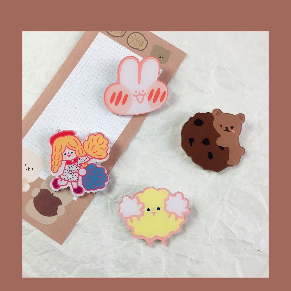 【Brooch】Korean-StyleinsGirls Brooch Cute Cartoon Harajuku Style Bunny Child Pin Couple Student Pendant Badge