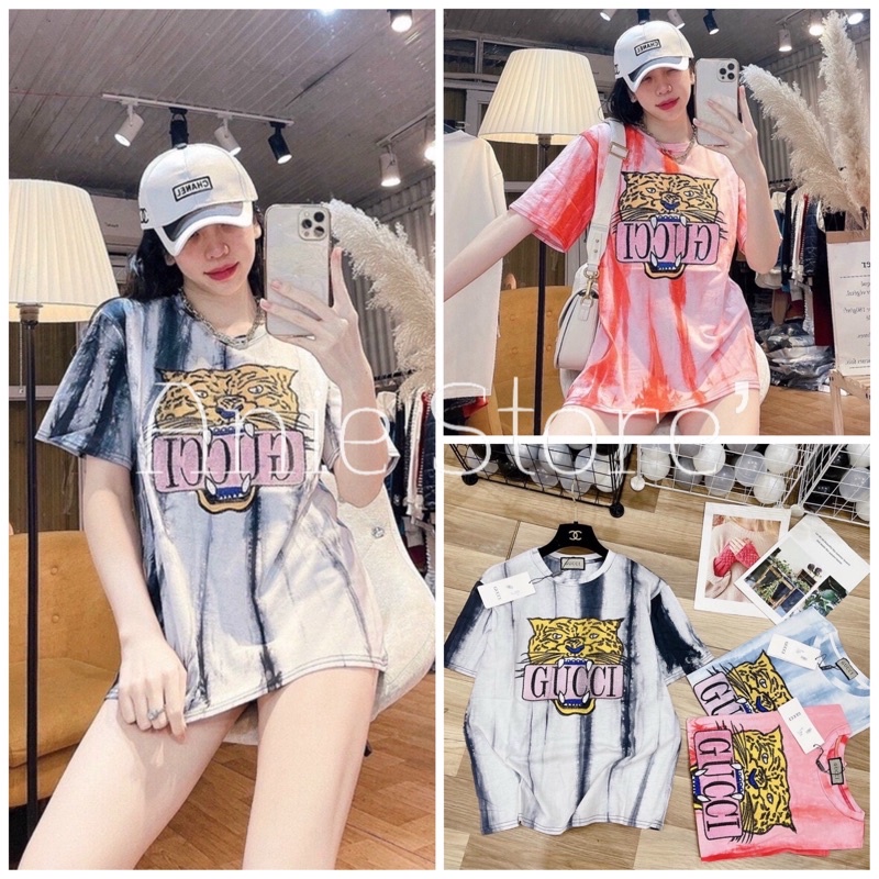 Áo Phông Loang Hổ Unisex 🦋 Áo Thun Nữ Dáng Rộng Cộc Tay In Hình 3 Màu 🦋