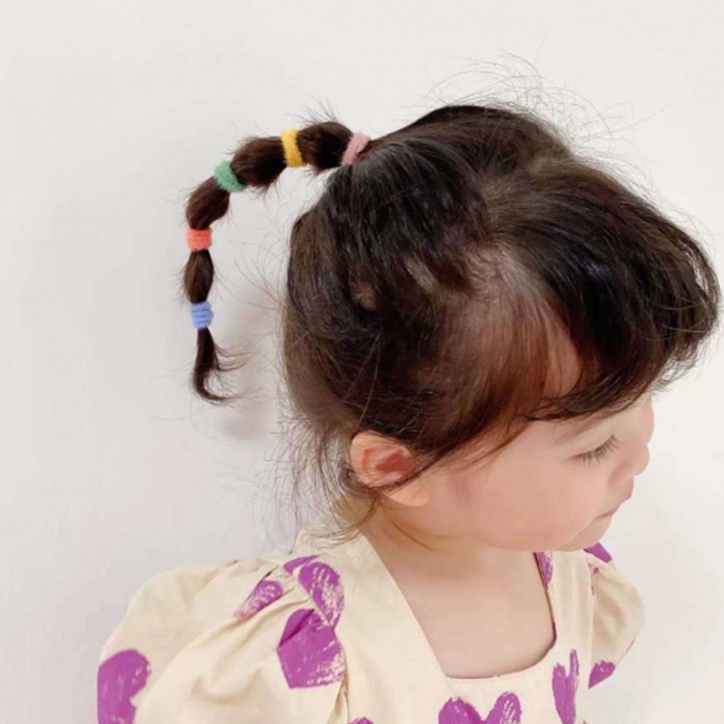Hộp 90 Dây Thun Buộc Tóc Co Giãn Hình Số 8 Nhiều Màu Sắc Kiểu Dáng Đơn Giản Dành Cho Bé Gái