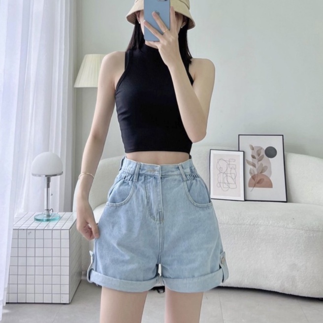 Quần jean nữ lưng cao, eo nhún thun lai bách nút xinh xắn có Bigsize tới 70kg