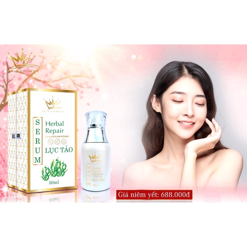 Serum lục tảo kèm sữa rữa mặt pháp Cosmetics
