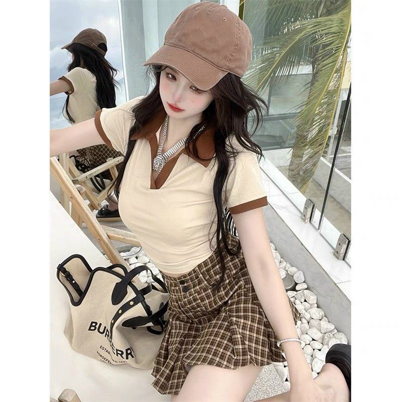 Áo thun be phối cổ polo viền nâu alohashop91