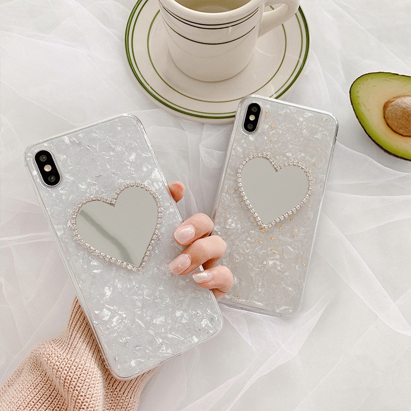 Ốp điện thoại mềm có gương trang điểm cho iPhone 11 Pro Max X Xs XR XS Max 8 7 6s 6 SE 5s 5 6P/6sP 7P/8P | BigBuy360 - bigbuy360.vn