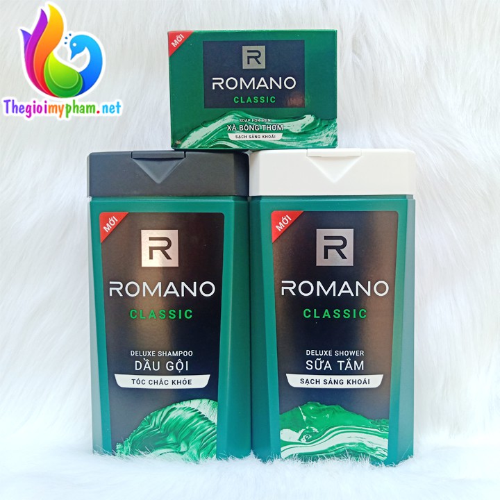 Combo Dầu Gội Romano Classic 380g và Sữa Tắm Romano Classic 380g - Tặng 1 Xà Bông Cục Romano Classic 90g