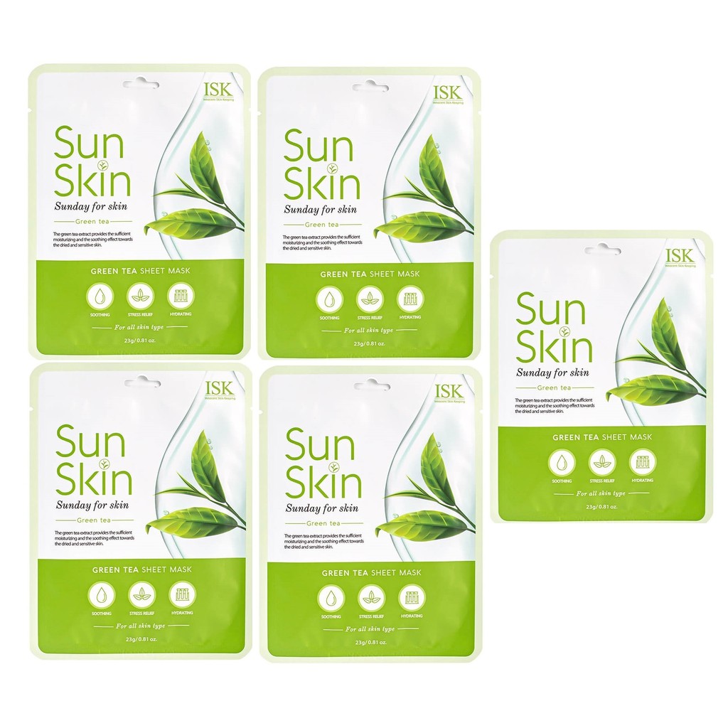 Combo 5 Mặt Nạ Trắng Da, Cấp Ẩm Ngừa Xạm Nám BEAUSKIN ISK SUNSKIN SHEET MASK Hàn quốc 25g/gói- Hàng Chính Hãng