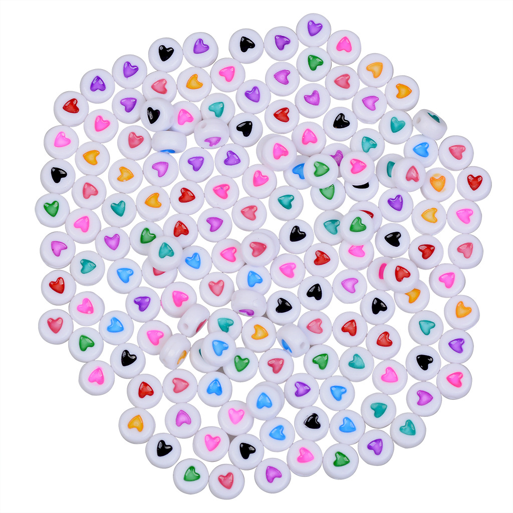 Bộ 100 hạt cườm dáng tròn in chữ dùng làm vòng tay thủ công