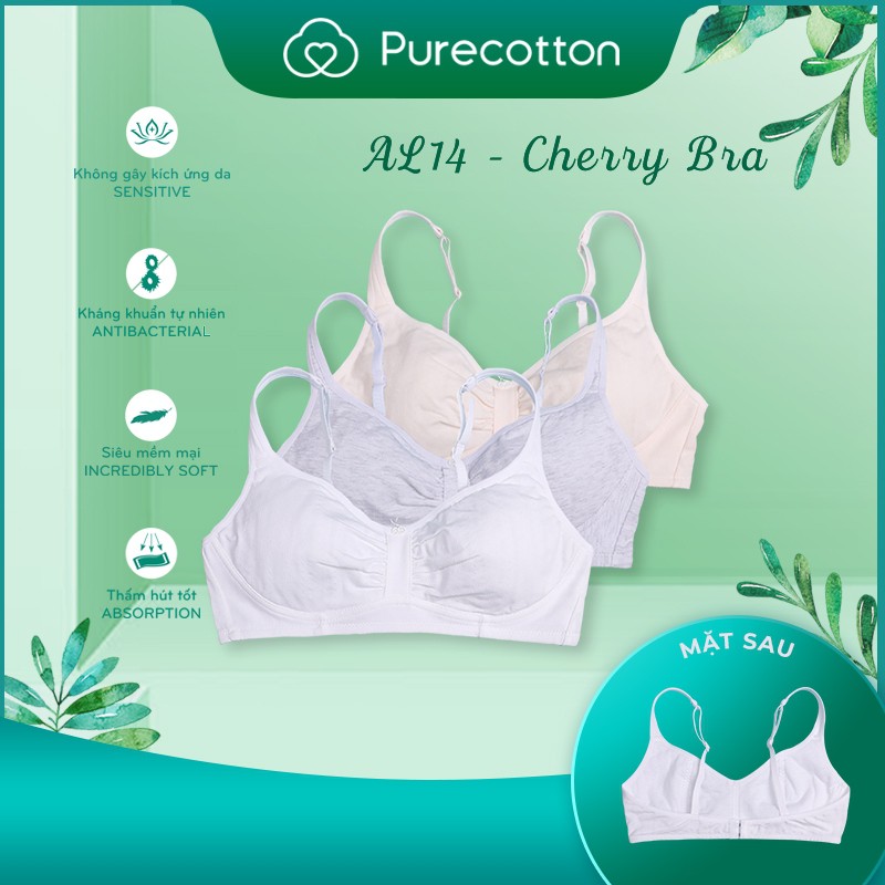 Combo đủ màu áo lót học sinh Purecotton chất liệu cotton cao cấp kiểu dáng cài khuy không đệm PC016