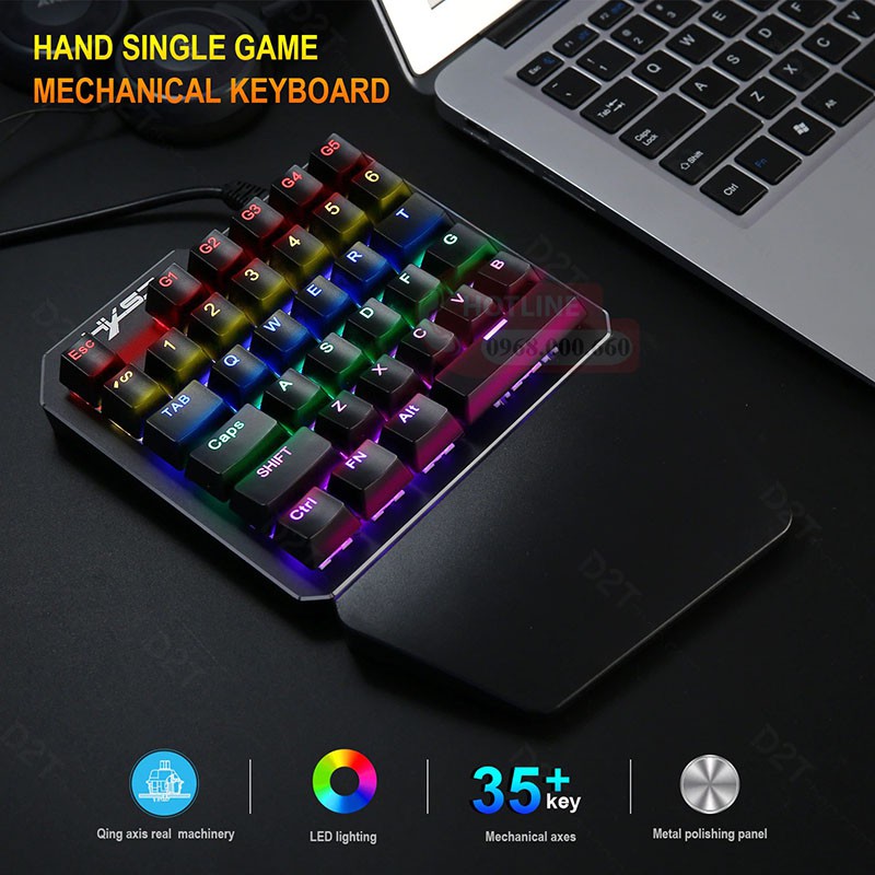 Bàn phím cơ 1 tay J100 LED RGB Rainbow chơi game PUBG, Call of Duty và các game mobile trên Rawm Shell ,Lingzha 2 Pro,Q1