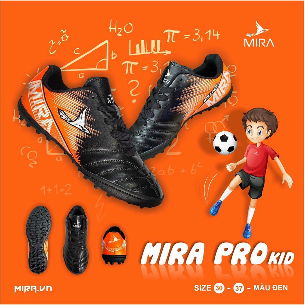 Giày đá bóng đá banh trẻ em Mira Kid Pro chính hãng, đá mọi loại sân đặc biệt là cỏ nhân tạo mẫu mới 2022 Free Ship