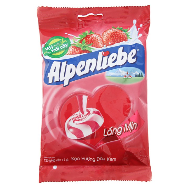 Gói 40 viên kẹo Alpenliebe Dâu kem/Caramen (120g/gói)