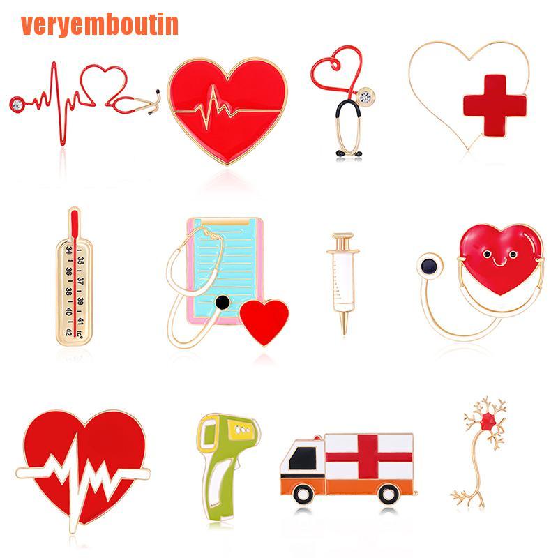 Ghim Cài Áo Hình Ống Nghe Nhịp Tim Thời Trang Cho Nam Nữ