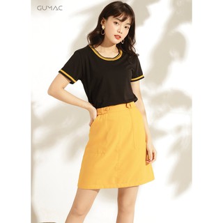 Chân váy nữ phối nút bọc GUMAC CV10936_VANG