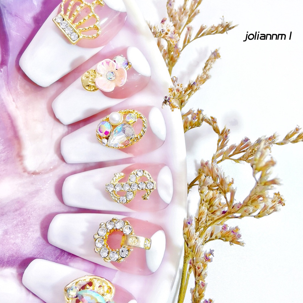 Túi 10 đá đính trang trí móng tay DIY bằng hợp kim 3D độc đáo