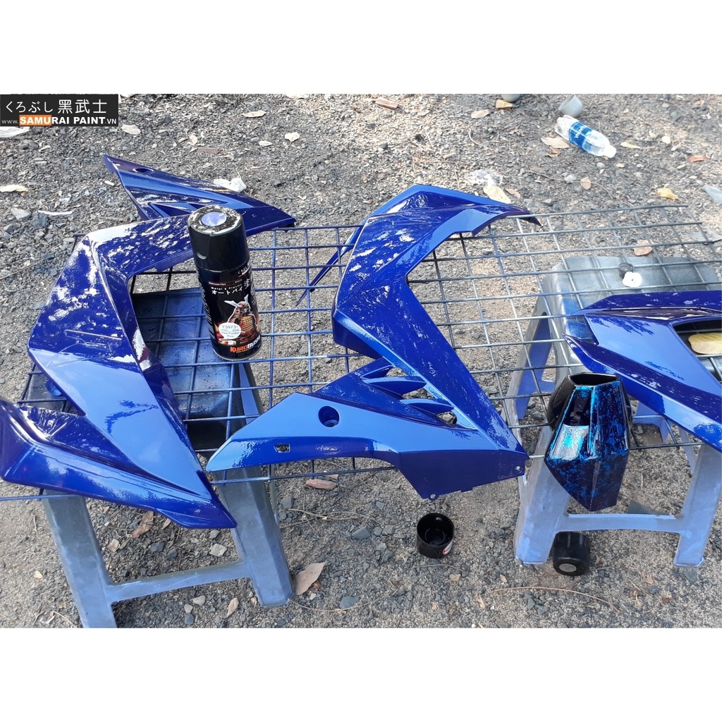 Chai sơn xịt, sơn xe Samurai Y3973 màu xanh GP Yamaha Exciter 400ml chính hãng - Nhập khẩu Malaysia
