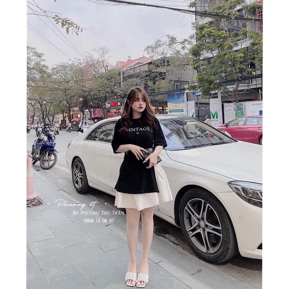 Sét bộ áo Vintage xẻ vạt kèm chân váy trắng , đi chơi du lịch hàng đẹp lăm luôn ạ | BigBuy360 - bigbuy360.vn