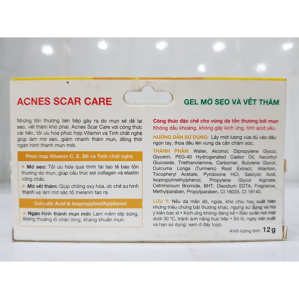 Gel Mờ Sẹo Và Vết Thâm Acnes Scar Care 12g