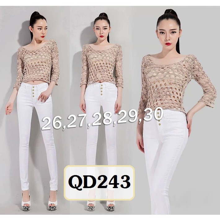 Quần Jean Nữ Cao Cấp 💕FREESHIP💕 Quần jean trắng lưng cao 4 nút cao cấp QD243 | WebRaoVat - webraovat.net.vn